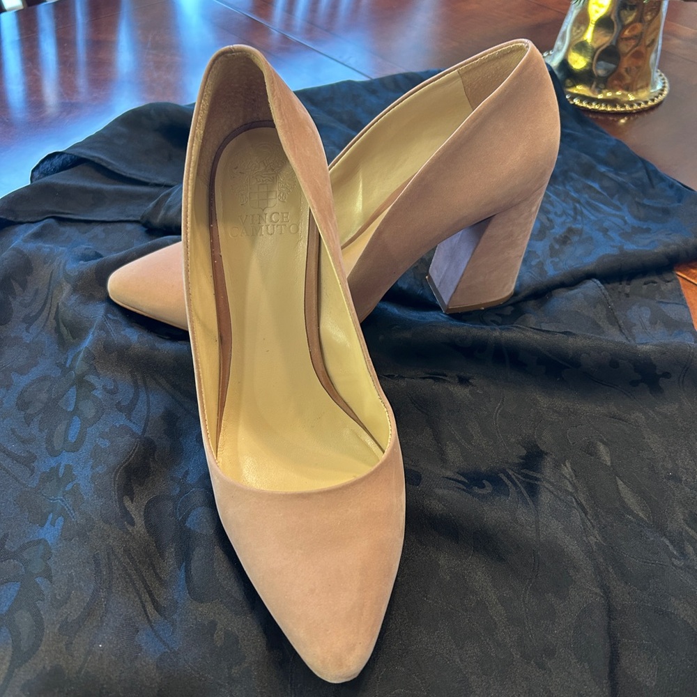 Vince Camuto Talise Heather Blush Block Heel Pumps